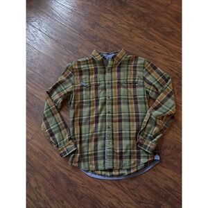 Marmot Lightweight Flannel Shirt Mens Large Long Sleeve Button Up Brown/Green